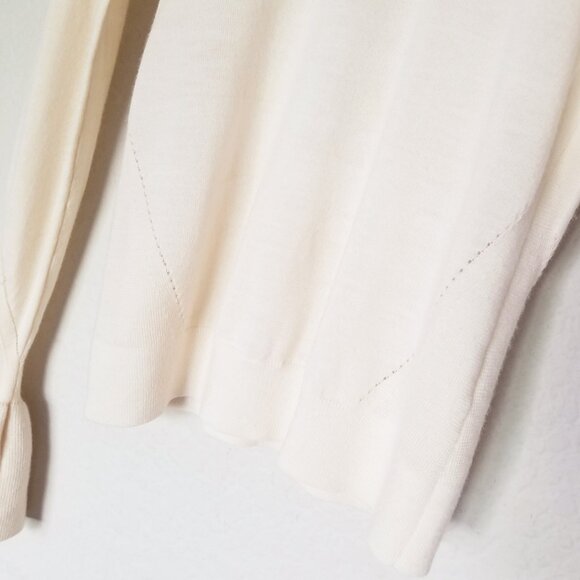 Veronica Beard 100% Merino Wool Turtleneck Tol Bell Sleeve Sweater S Cream Ivory - Picture 9 of 13